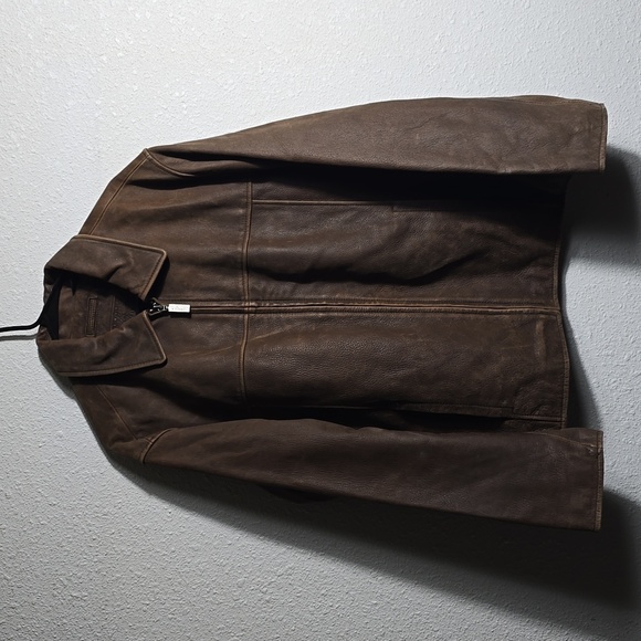 ROUNDTREE & YORKE MENS NEW BROWN 100% GENUINE LEATHER JACKET SIZE: L